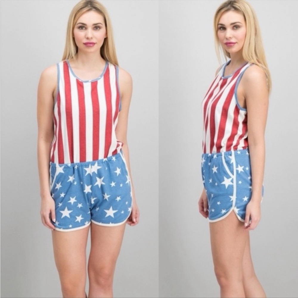 NWOT Junk Food Clothing American Flag Romper XL